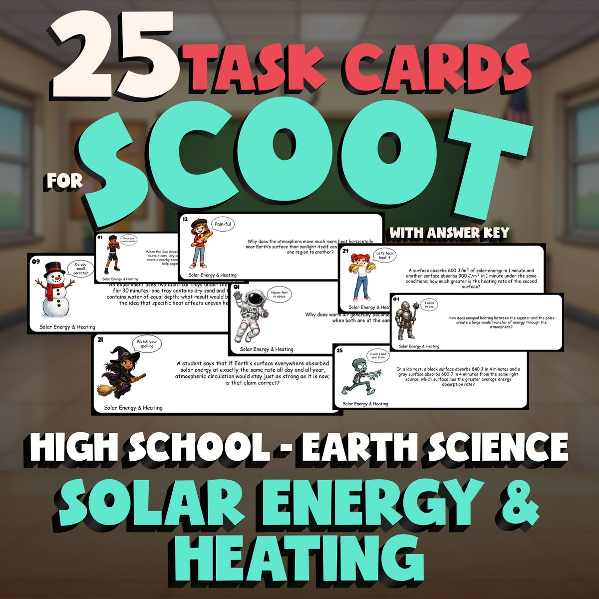 Solar Energy & Heating SCOOT TASK CARDS Game - No Prep Earth Science Review