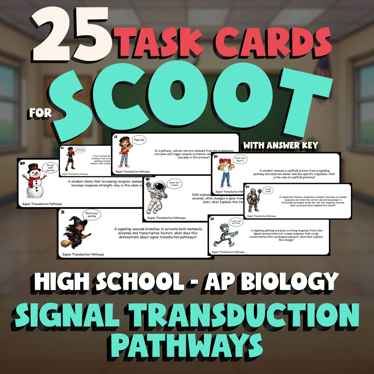 Signal Transduction Pathways SCOOT TASK CARDS Science Game - No Prep AP Biology