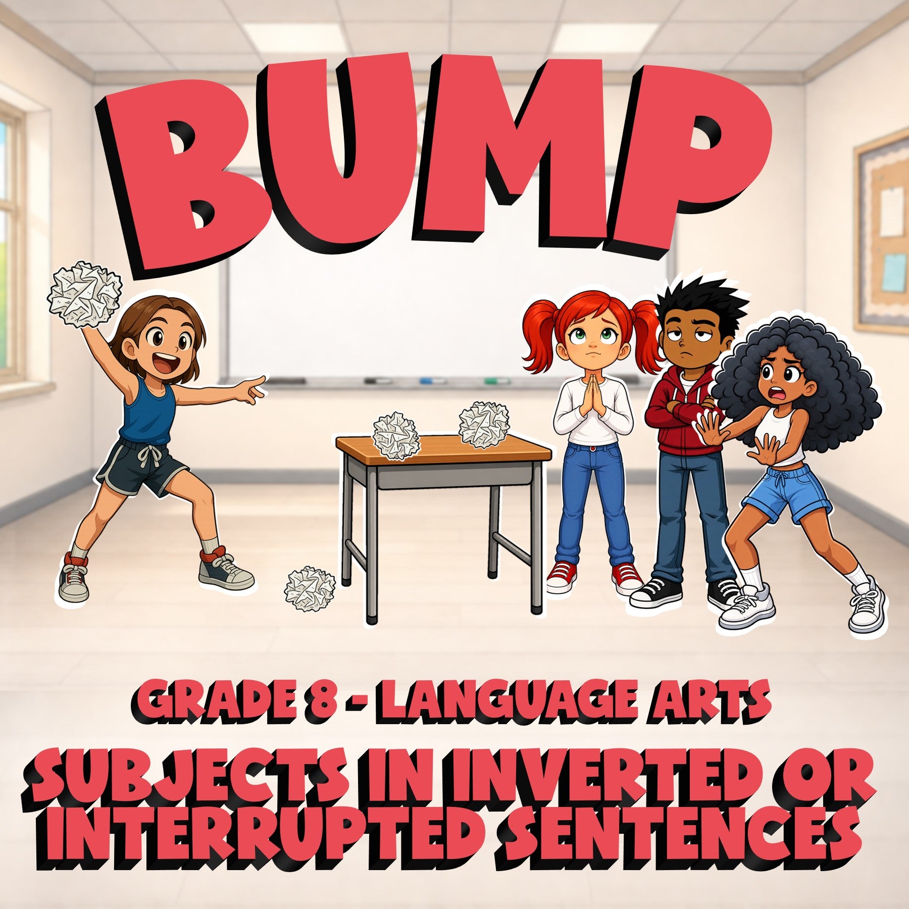 Subjects in Inverted or Interrupted Sentences BUMP ELA Game - No Prep Grade 8