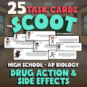 Drug Action & Side Effects SCOOT TASK CARDS Science Game - No Prep AP Biology