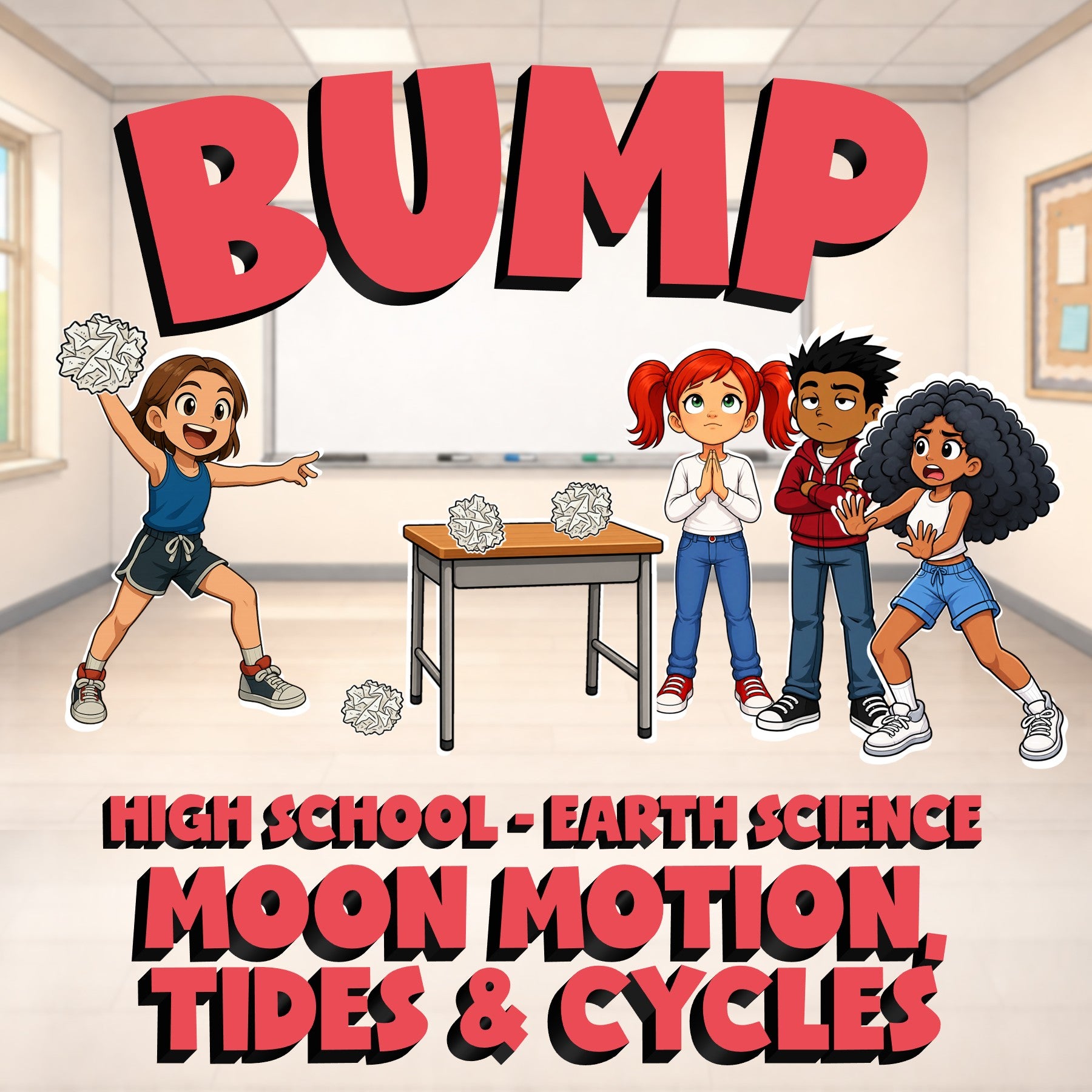 Moon Motion, Tides & Cycles BUMP Game - No Prep Earth Science Review Activity