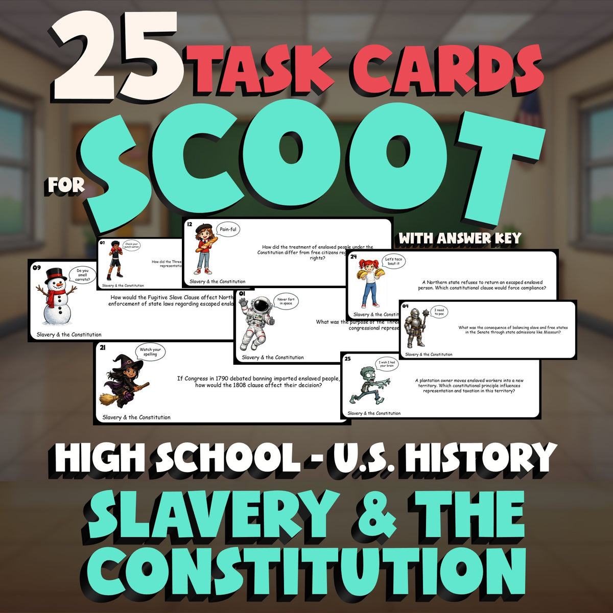 Slavery & the Constitution SCOOT TASK CARDS U.S. History Game - No Prep Review