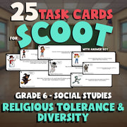 Religious Tolerance & Diversity SCOOT TASK CARDS Socials Game - No Prep Grade 6