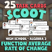 Function Average Rate of Change SCOOT TASK CARDS Math Game - No Prep Algebra 2
