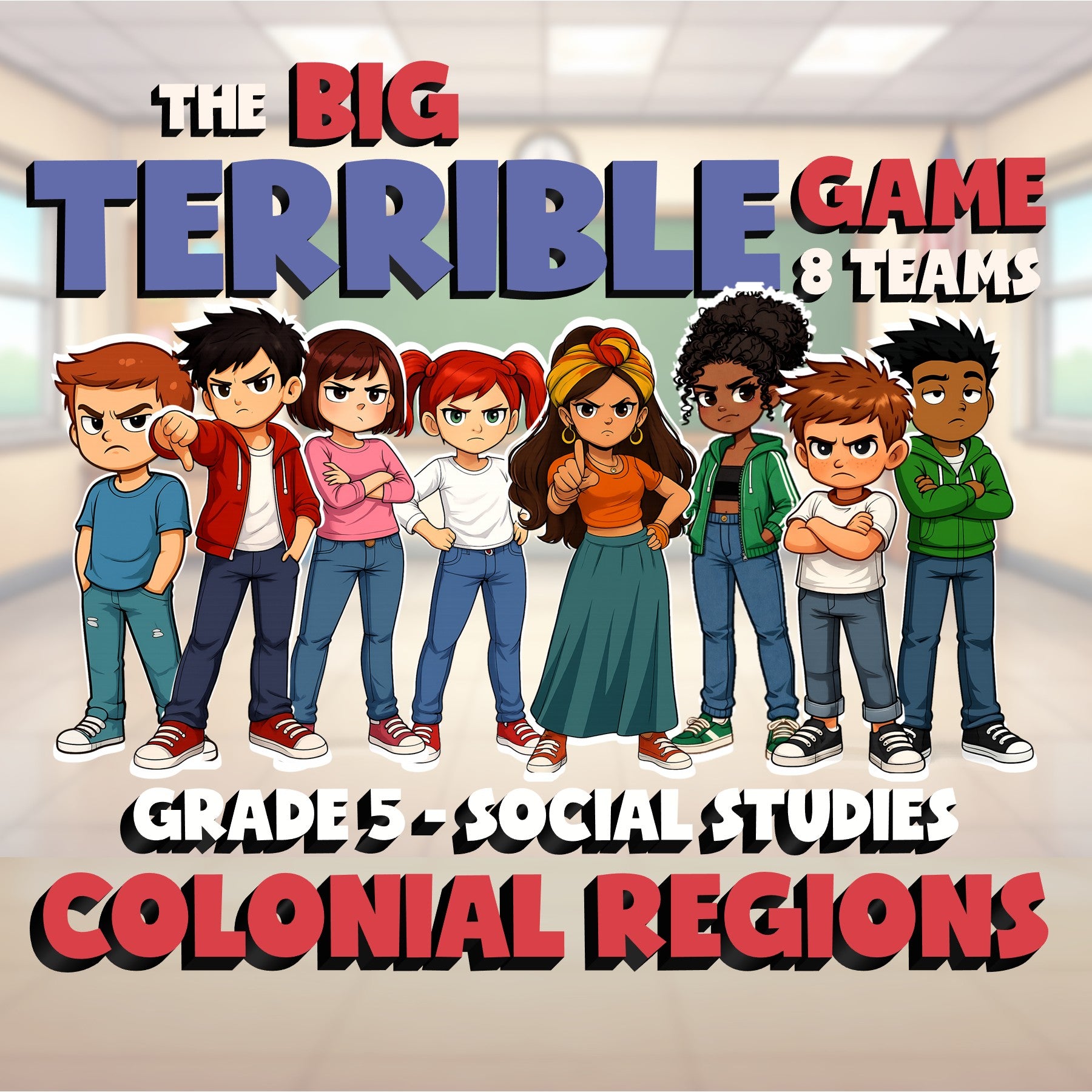 Colonial Regions BIG TERRIBLE GAME - No Prep Grade 5 Socials Review Activity