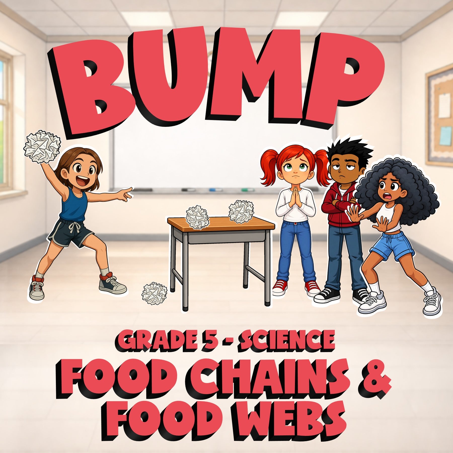 Food Chains & Food Webs BUMP Science Game - No Prep Grade 5 Review Activity