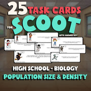 Population Size & Density SCOOT TASK CARDS Science Game - No Prep Biology Review