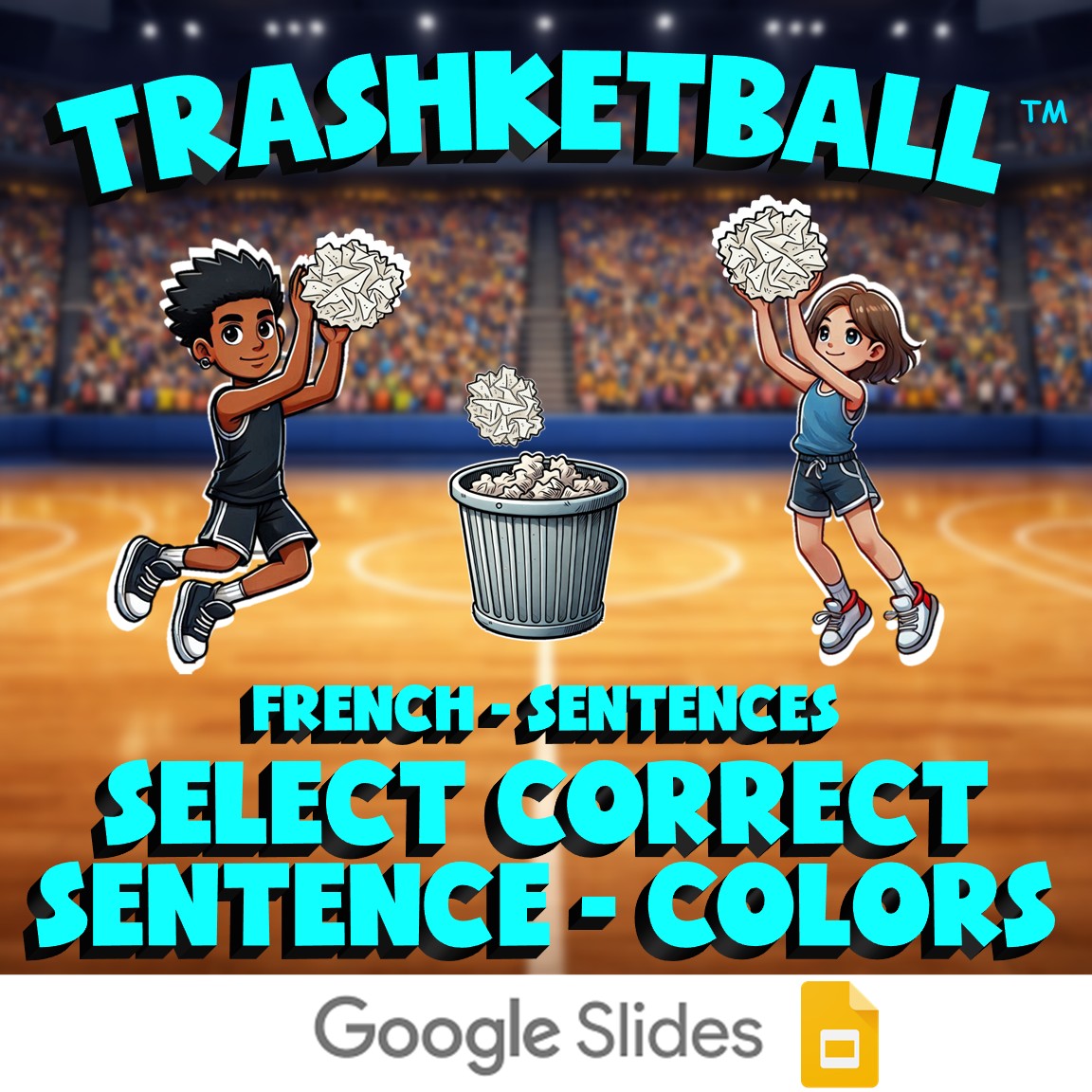 Select Correct Sentence - Colors TRASHKETBALL French Game - No Prep Exercise