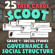 Governance & Social Structure SCOOT TASK CARDS Socials Game - No Prep Grade 4