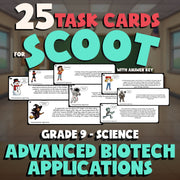 Advanced Biotech Applications SCOOT TASK CARDS Science Game - No Prep Grade 9