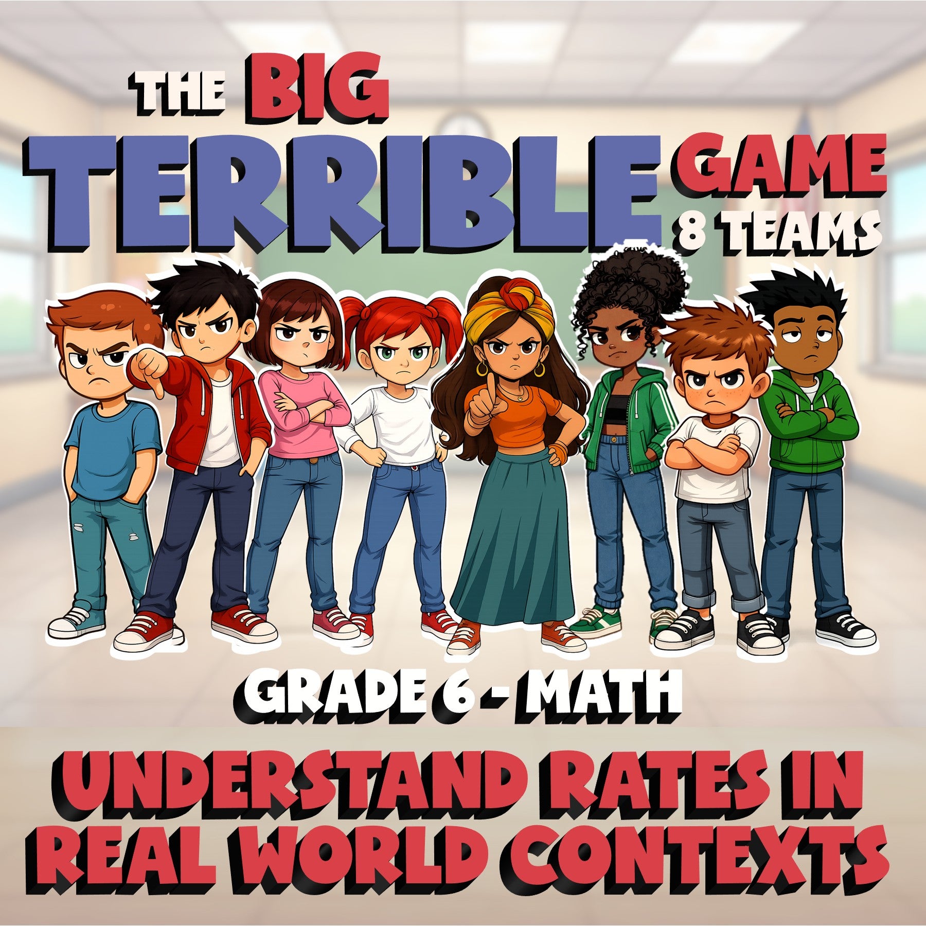 Understand Rates in Real World Contexts BIG TERRIBLE GAME - Grade 6 Math Review
