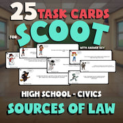 Sources of Law SCOOT TASK CARDS Civics Game - No Prep Review Activity