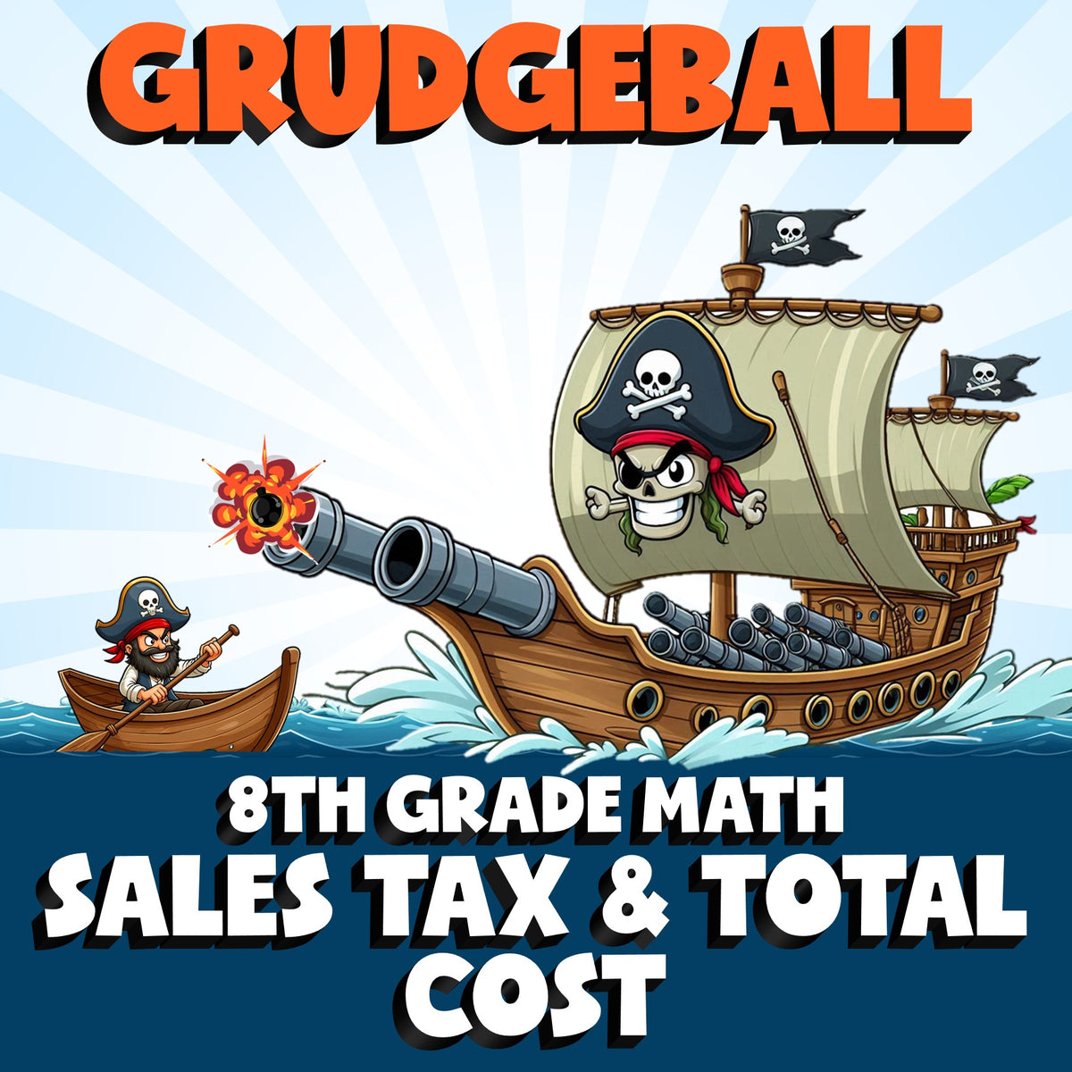 Sales Tax & Total Cost GRUDGEBALL Math Game - No Prep Grade 8 Review Activity