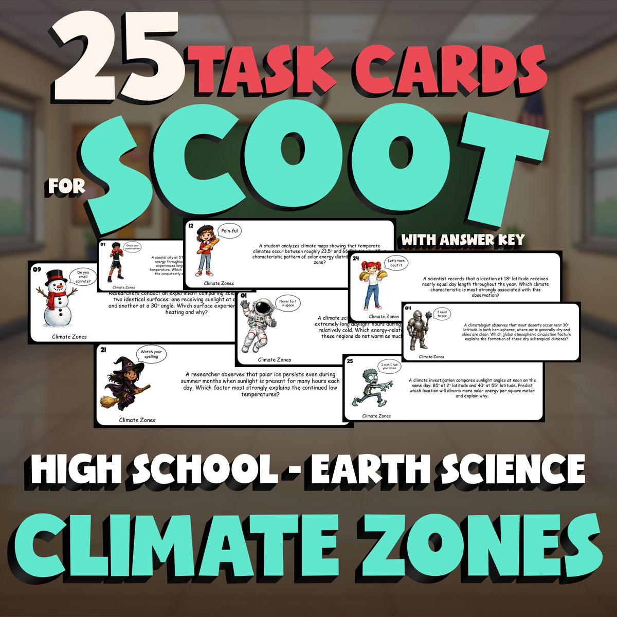 Climate Zones SCOOT TASK CARDS Game - No Prep Earth Science Review Activity