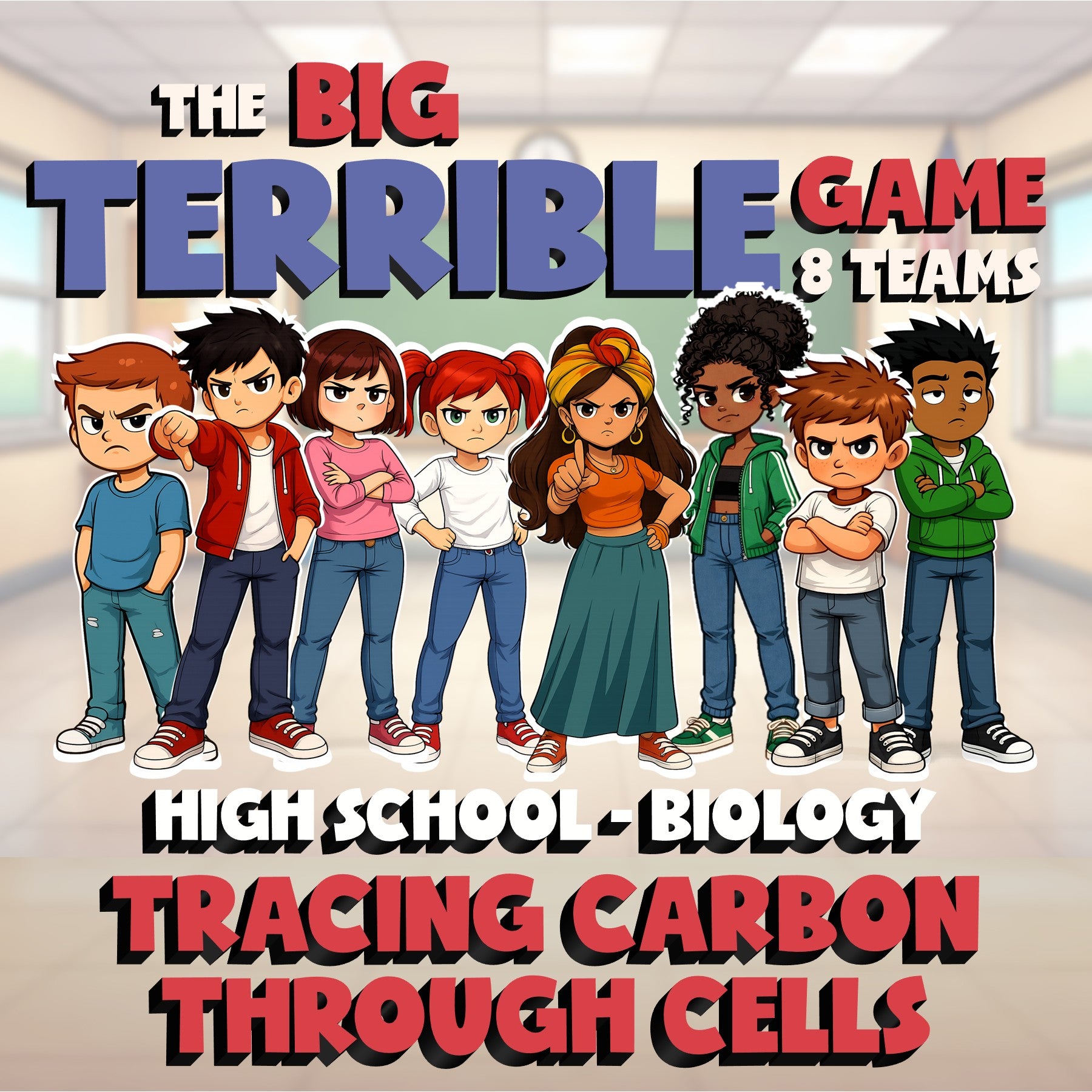 Tracing Carbon Through Cells BIG TERRIBLE GAME - No Prep Biology Science Review