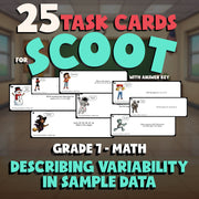 Describing Variability in Sample Data SCOOT TASK CARDS Math Game - Grade 7