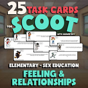 Feeling & Relationships SCOOT TASK CARDS Game - No Prep Elementary Sex Education
