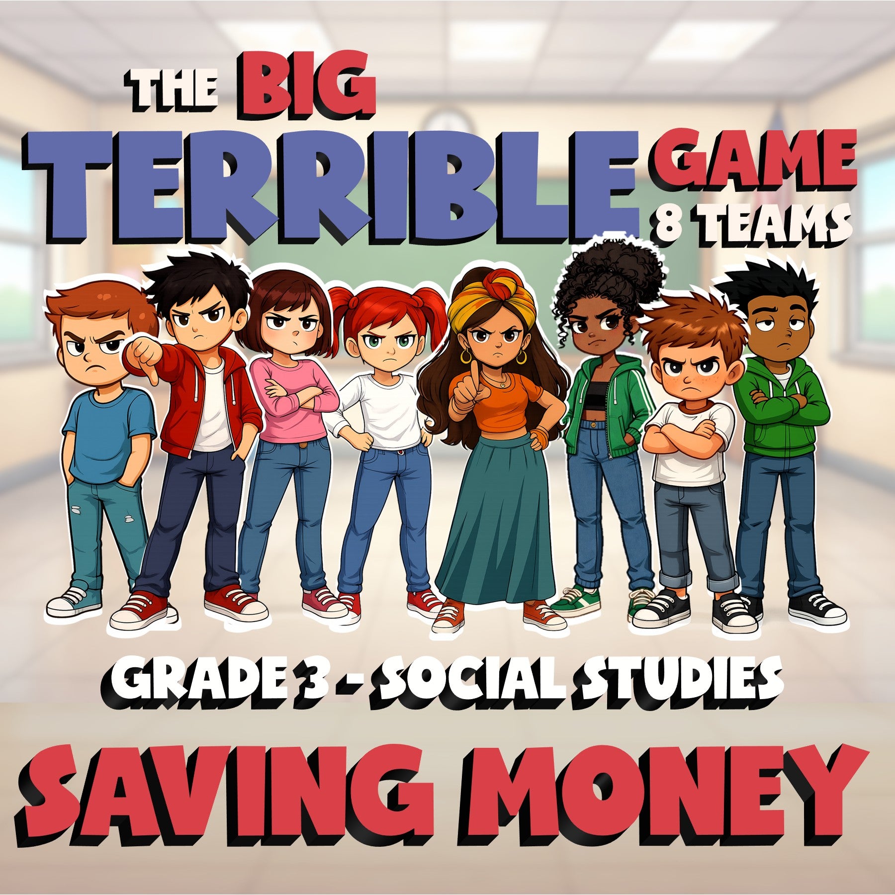 Saving Money BIG TERRIBLE GAME - No Prep Grade 3 Socials Review Activity