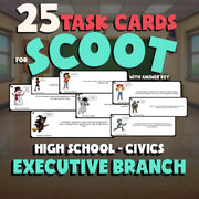 Executive Branch SCOOT TASK CARDS Civics Game - No Prep Review Activity