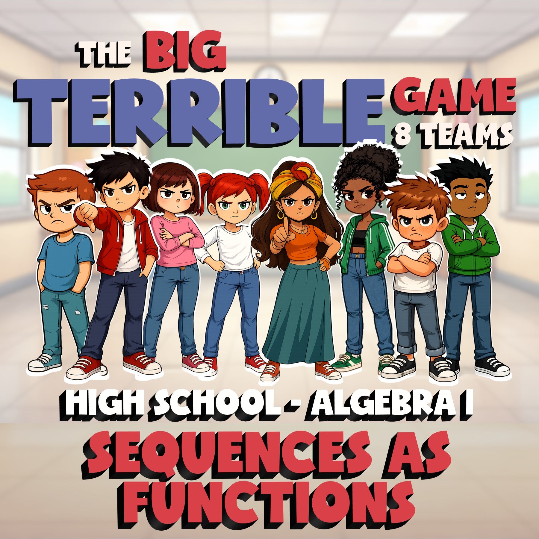 Sequences as Functions BIG TERRIBLE GAME - No Prep Algebra 1 Math Review