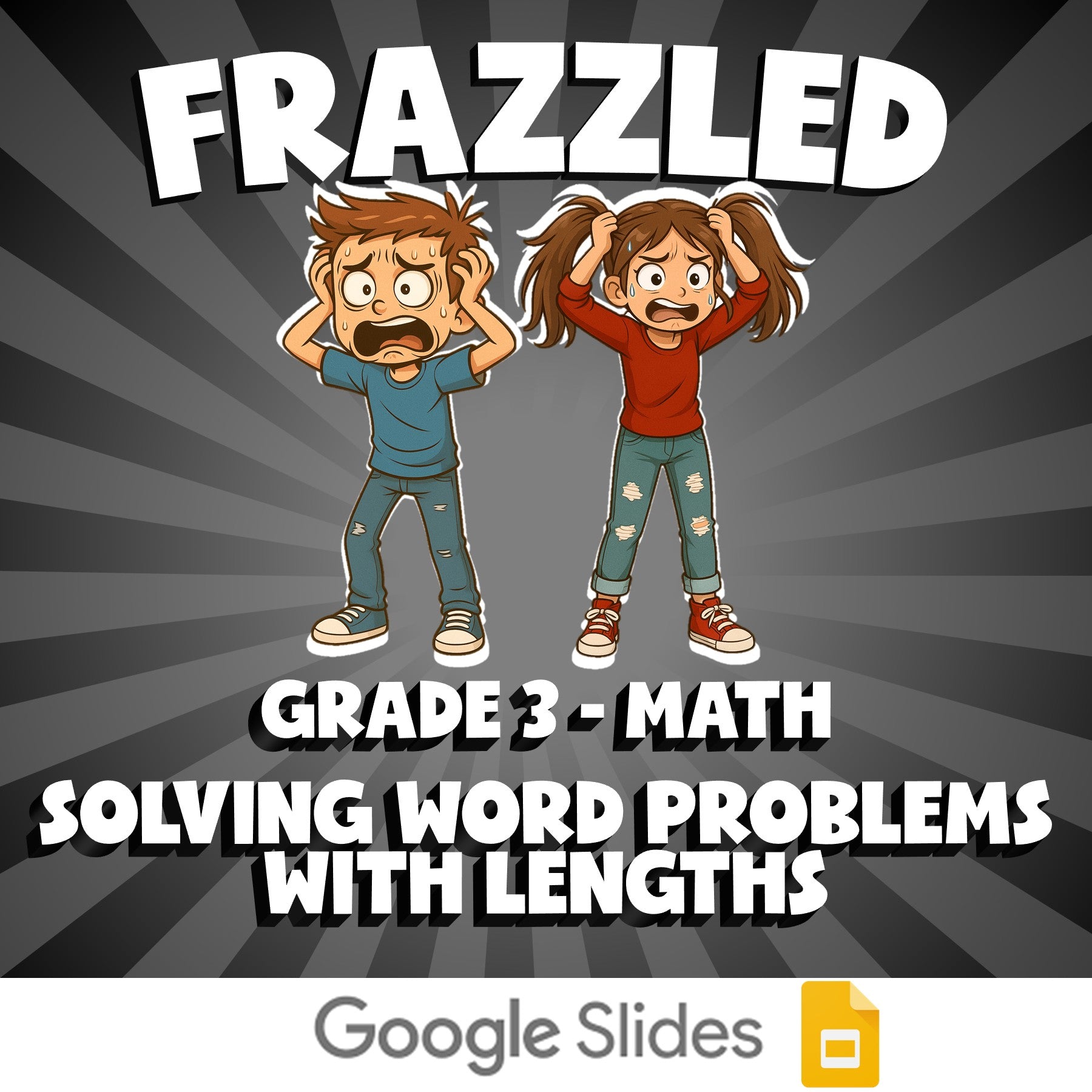 Solving Word Problems with Lengths FRAZZLED Math Game - No Prep Grade 3 Review