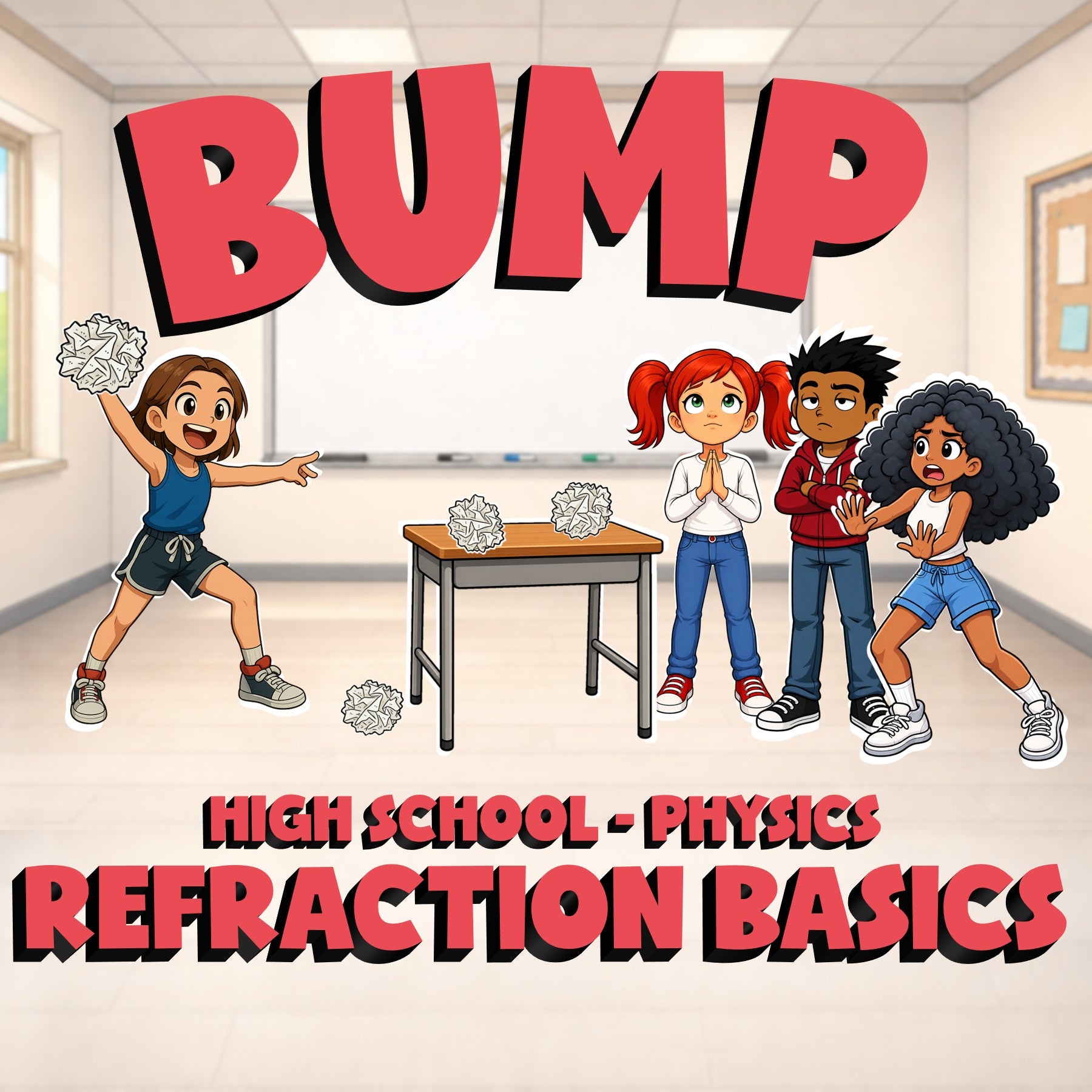 Refraction Basics BUMP Science Game - No Prep Physics Review Activity