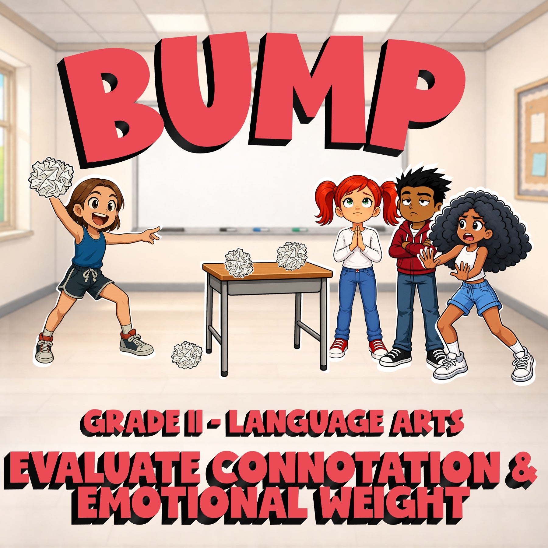 Evaluate Connotation & Emotional Weight BUMP ELA Game - No Prep Grade 11 Review
