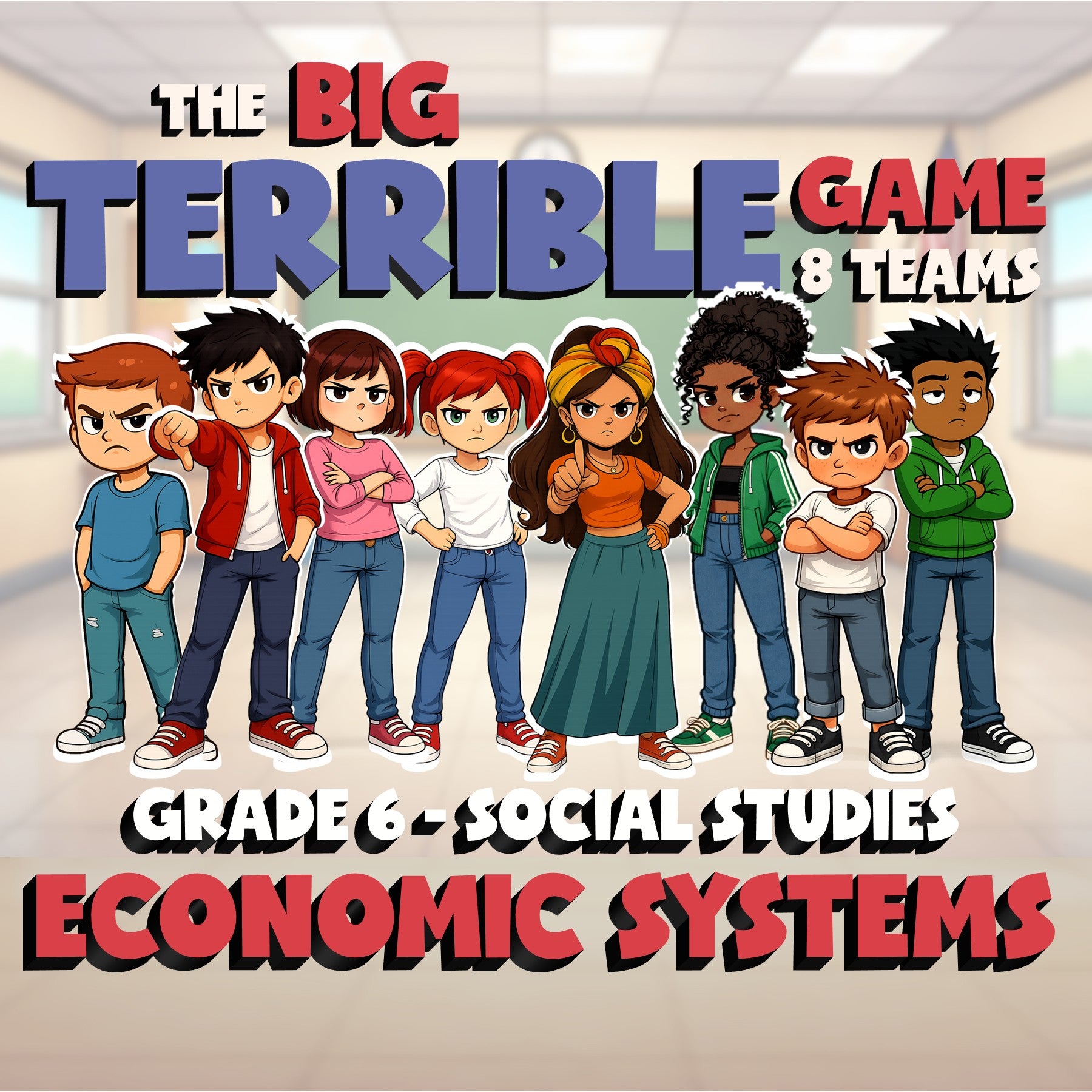 Economic Systems BIG TERRIBLE GAME - No Prep Grade 6 Socials Review Activity
