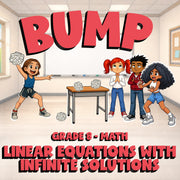 Linear Equations with Infinite Solutions BUMP Math Game - No Prep Grade 8 Review