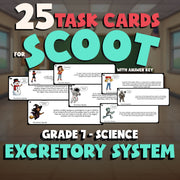Excretory System SCOOT TASK CARDS Science Game - No Prep Grade 7 Review Activity