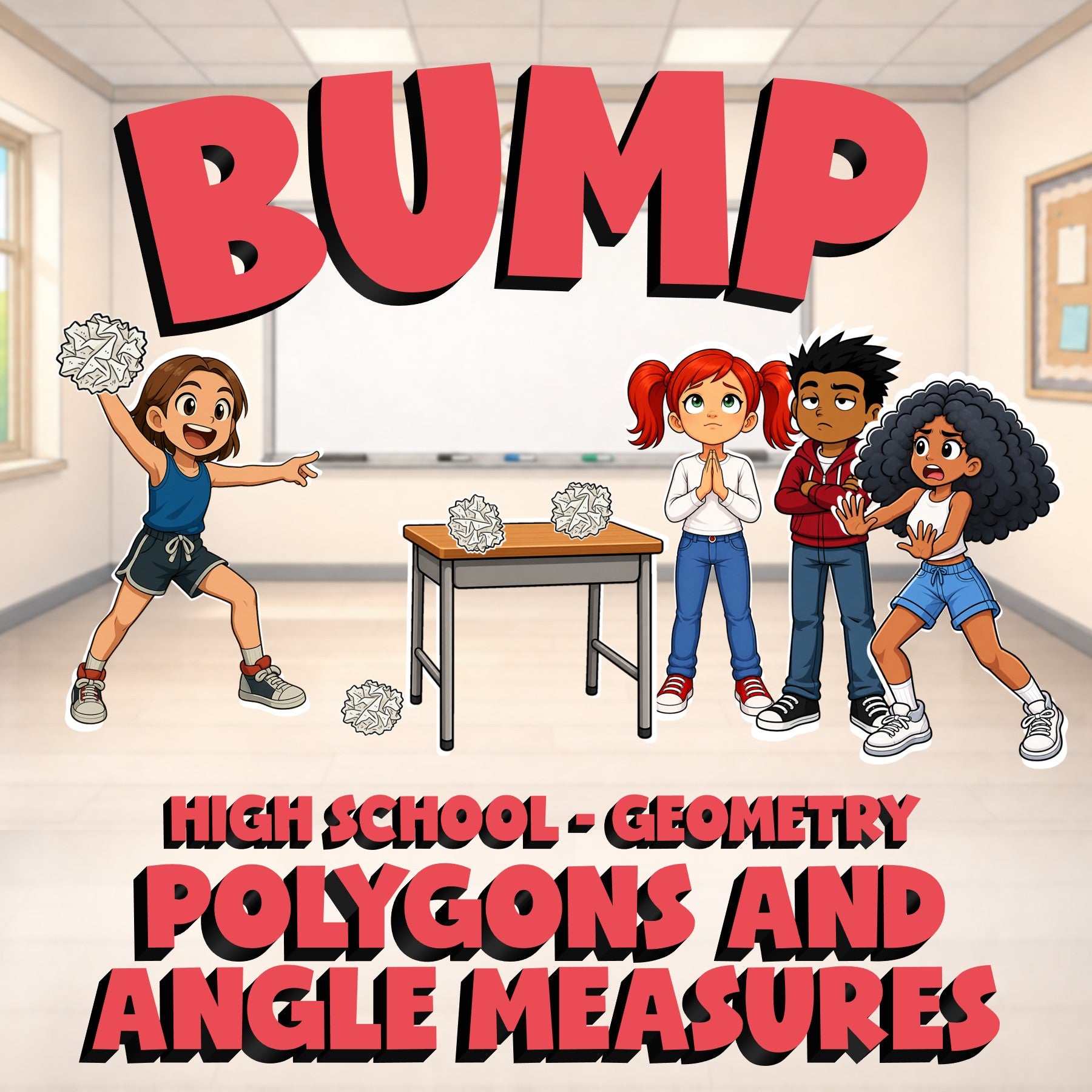 Polygons and Angle Measures BUMP Math Game - No Prep Geometry Review Activity