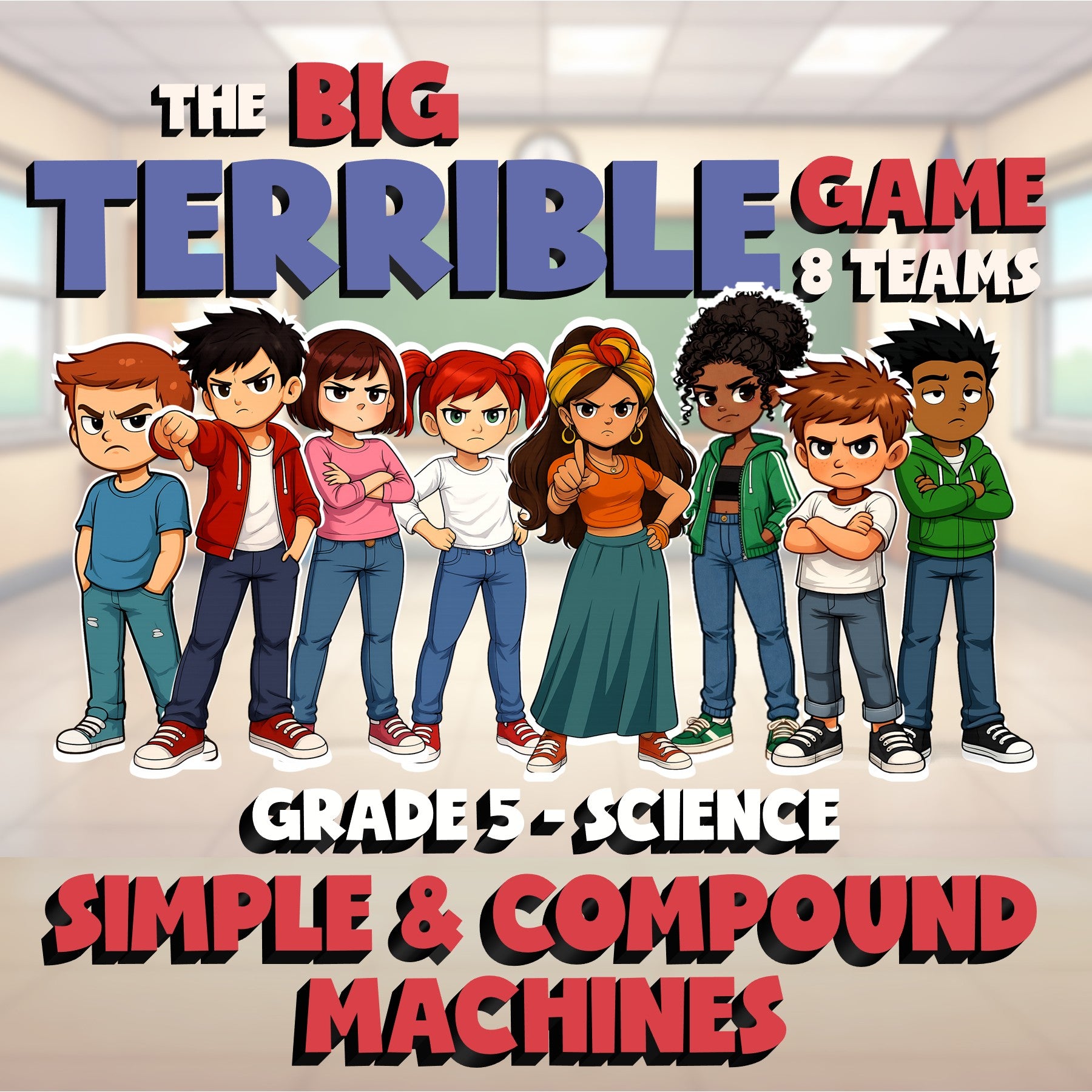 Simple & Compound Machines BIG TERRIBLE GAME - No Prep Grade 5 Science Review