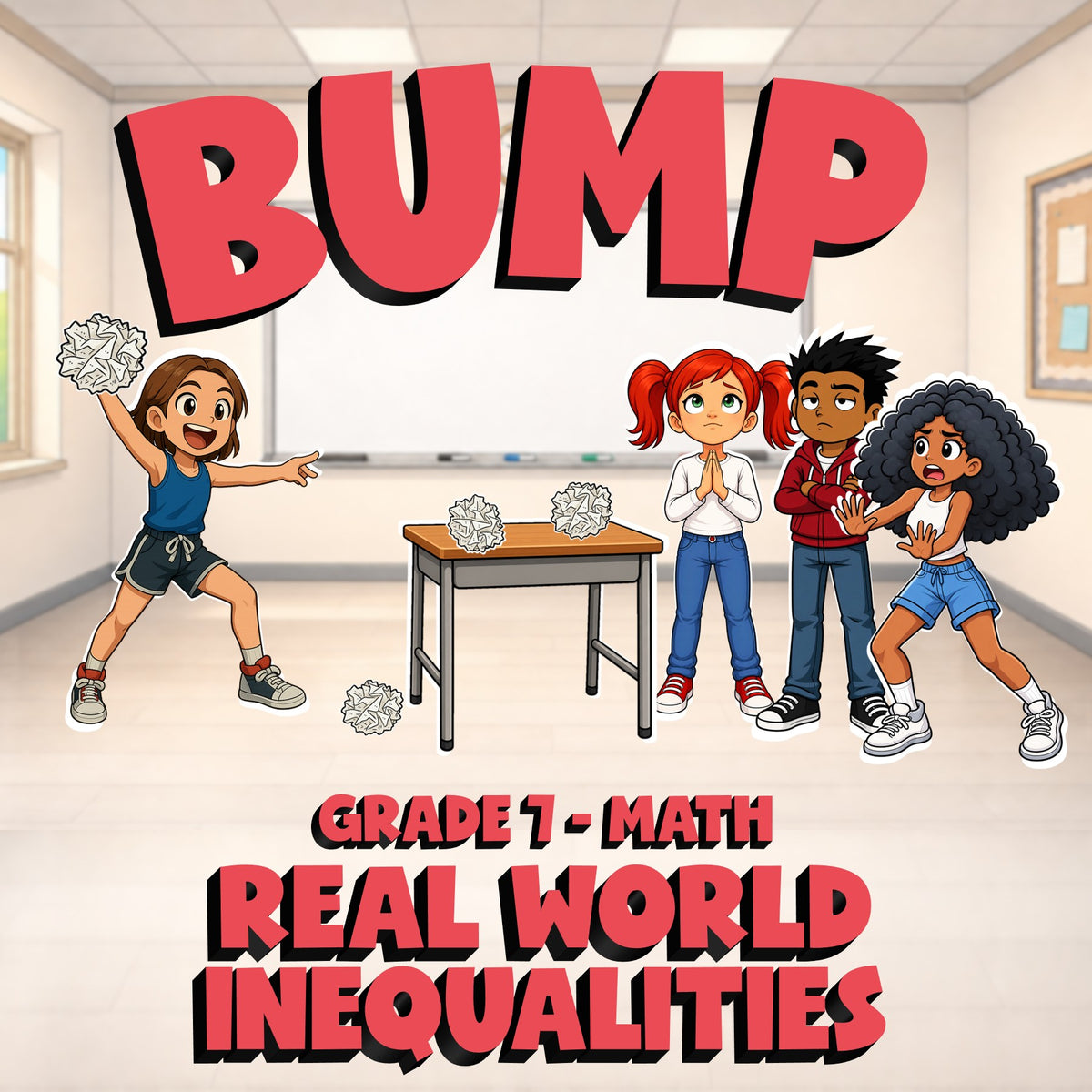 Real World Inequalities BUMP Math Game - No Prep Grade 7 Review Activity