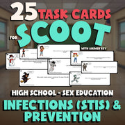 Infections (STIs) & Prevention SCOOT TASK CARDS Game - High School Sex Education