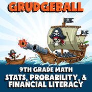 Stats, Probability, & Financial Literacy GRUDGEBALL Math Game - No Prep Grade 9