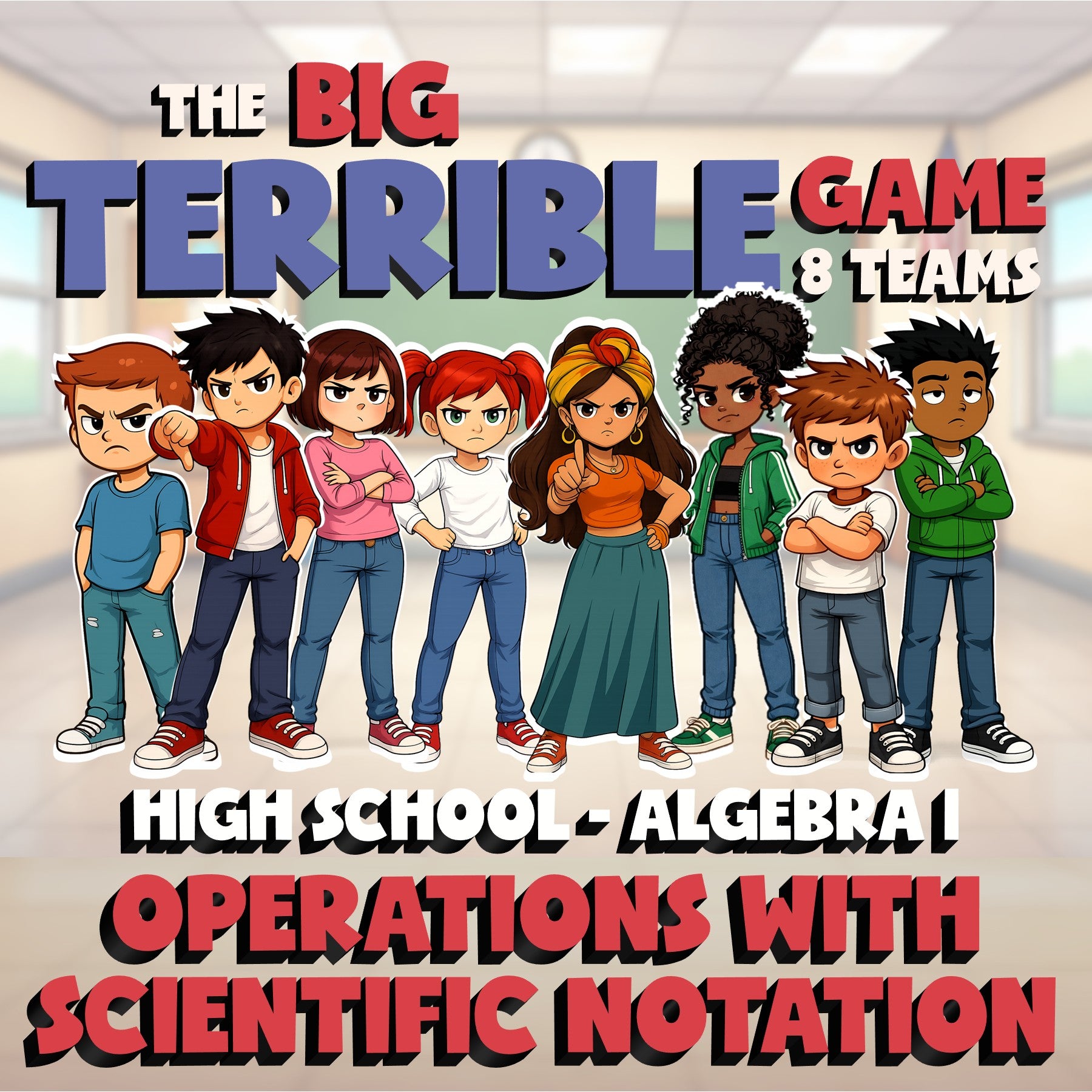 Operations with Scientific Notation BIG TERRIBLE GAME - No Prep Algebra 1 Review