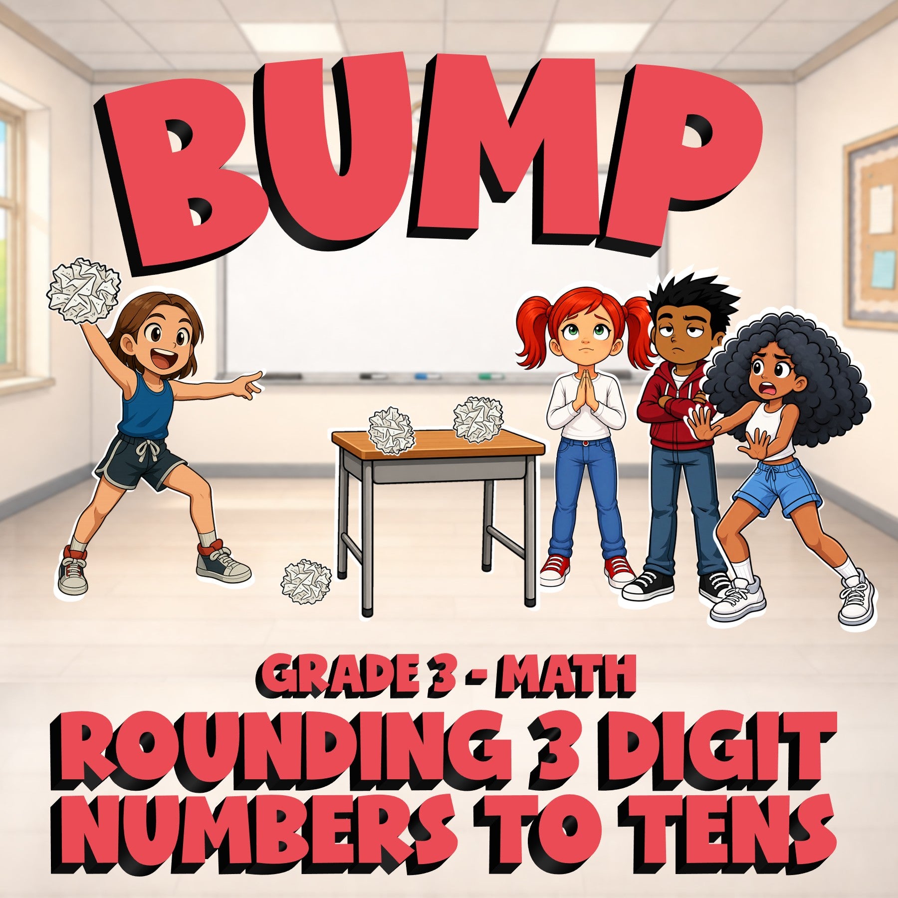Rounding 3 Digit Numbers to Tens BUMP Math Game - No Prep Grade 3 Review