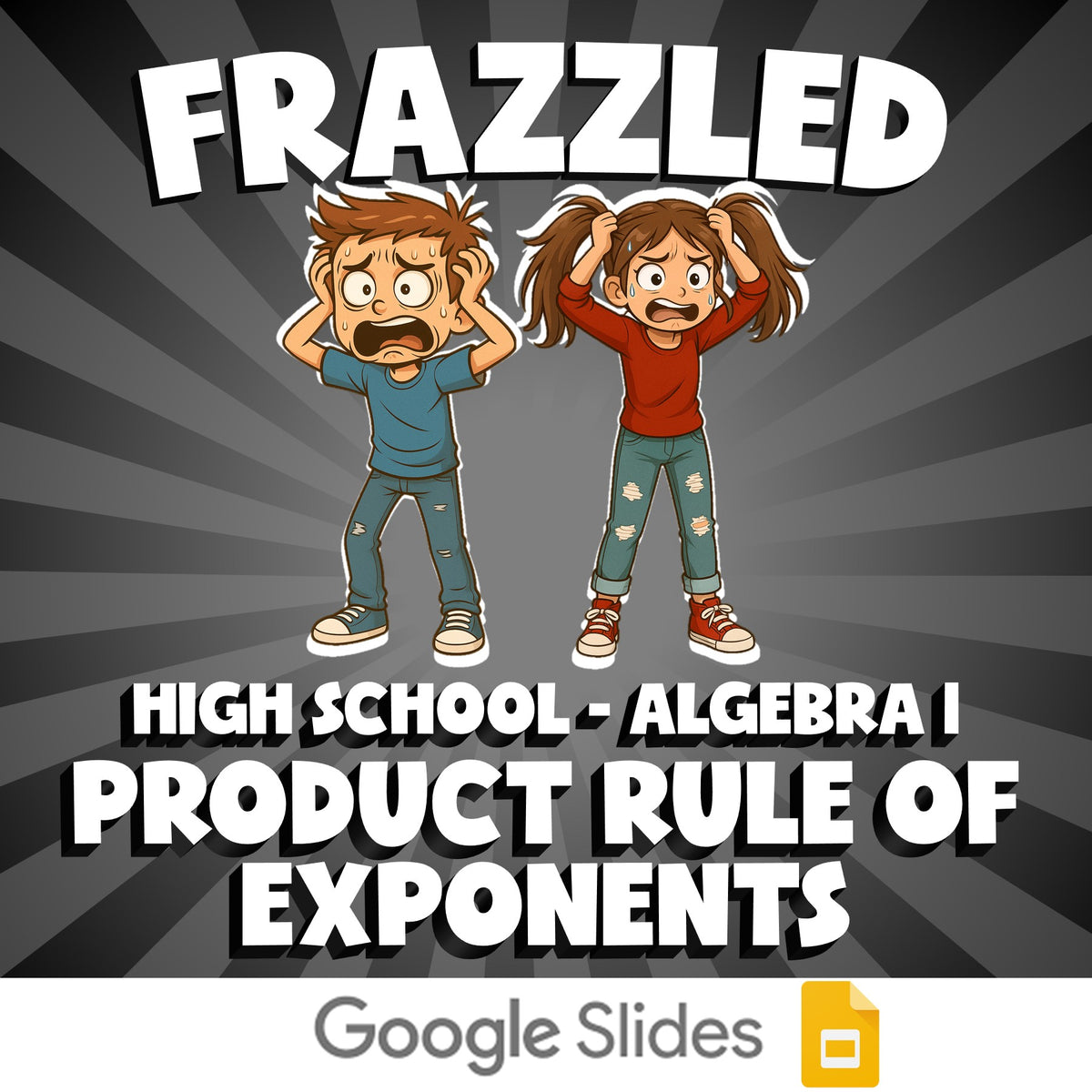 Product Rule of Exponents FRAZZLED Math Game - No Prep Algebra 1 Review Activity