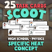 Specific Heat Concept SCOOT TASK CARDS Science Game - No Prep Physics Review