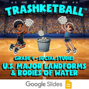 U.S. Major Landforms & Bodies of Water TRASHKETBALL Socials Game - Grade 4