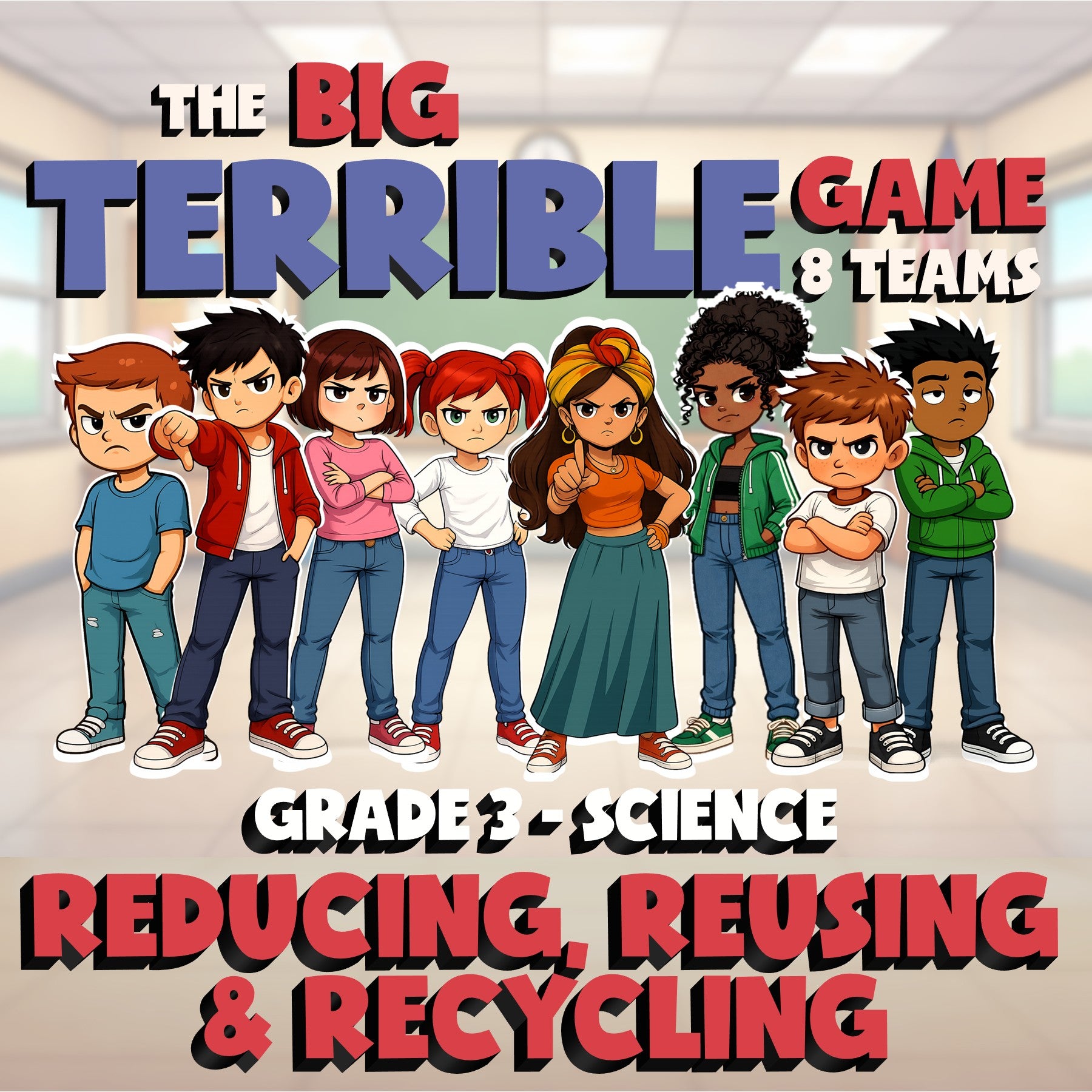 Reducing, Reusing & Recycling BIG TERRIBLE GAME - No Prep Grade 3 Science Review