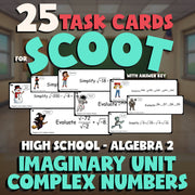 Imaginary Unit Complex Numbers SCOOT TASK CARDS Math Game - No Prep Algebra 2
