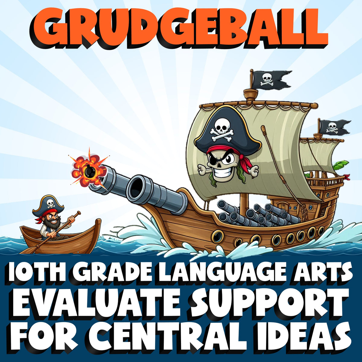 Evaluate Support for Central Ideas GRUDGEBALL ELA Game - No Prep Grade 10 Review