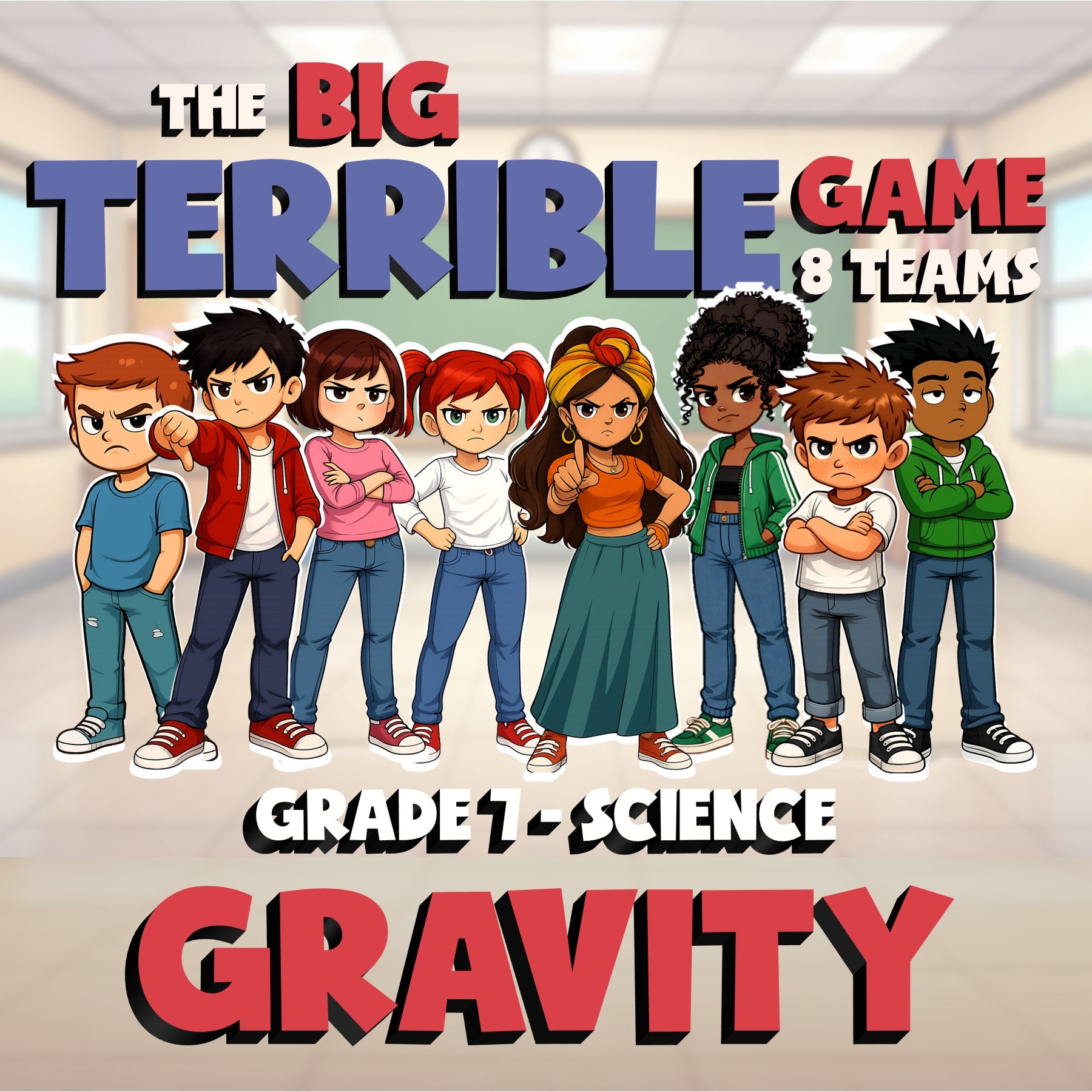 Gravity BIG TERRIBLE GAME - No Prep Grade 7 Science Review Activity