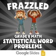 Statistical Word Problems FRAZZLED Math Game - No Prep Grade 8 Review Activity