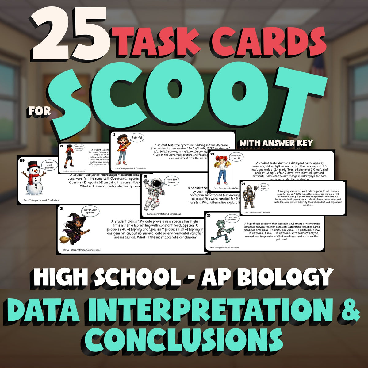 Data Interpretation & Conclusions SCOOT TASK CARDS Science Game - AP Biology