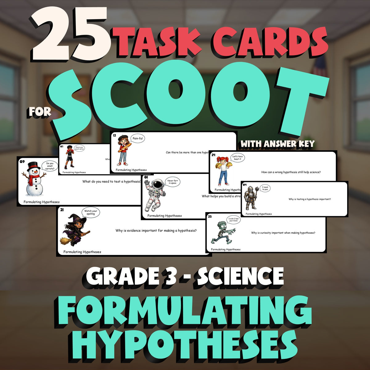 Formulating Hypotheses SCOOT TASK CARDS Science Game - No Prep Grade 3 Review