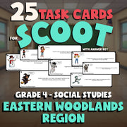 Eastern Woodlands Region SCOOT TASK CARDS Socials Game - No Prep Grade 4 Review