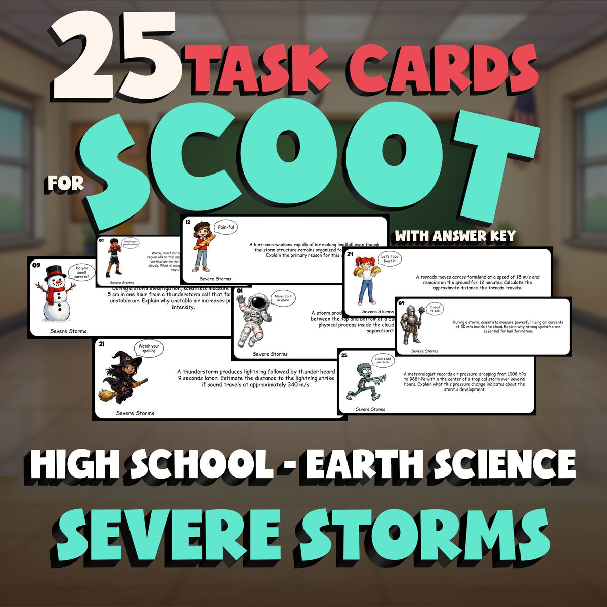 Severe Storms SCOOT TASK CARDS Game - No Prep Earth Science Review Activity
