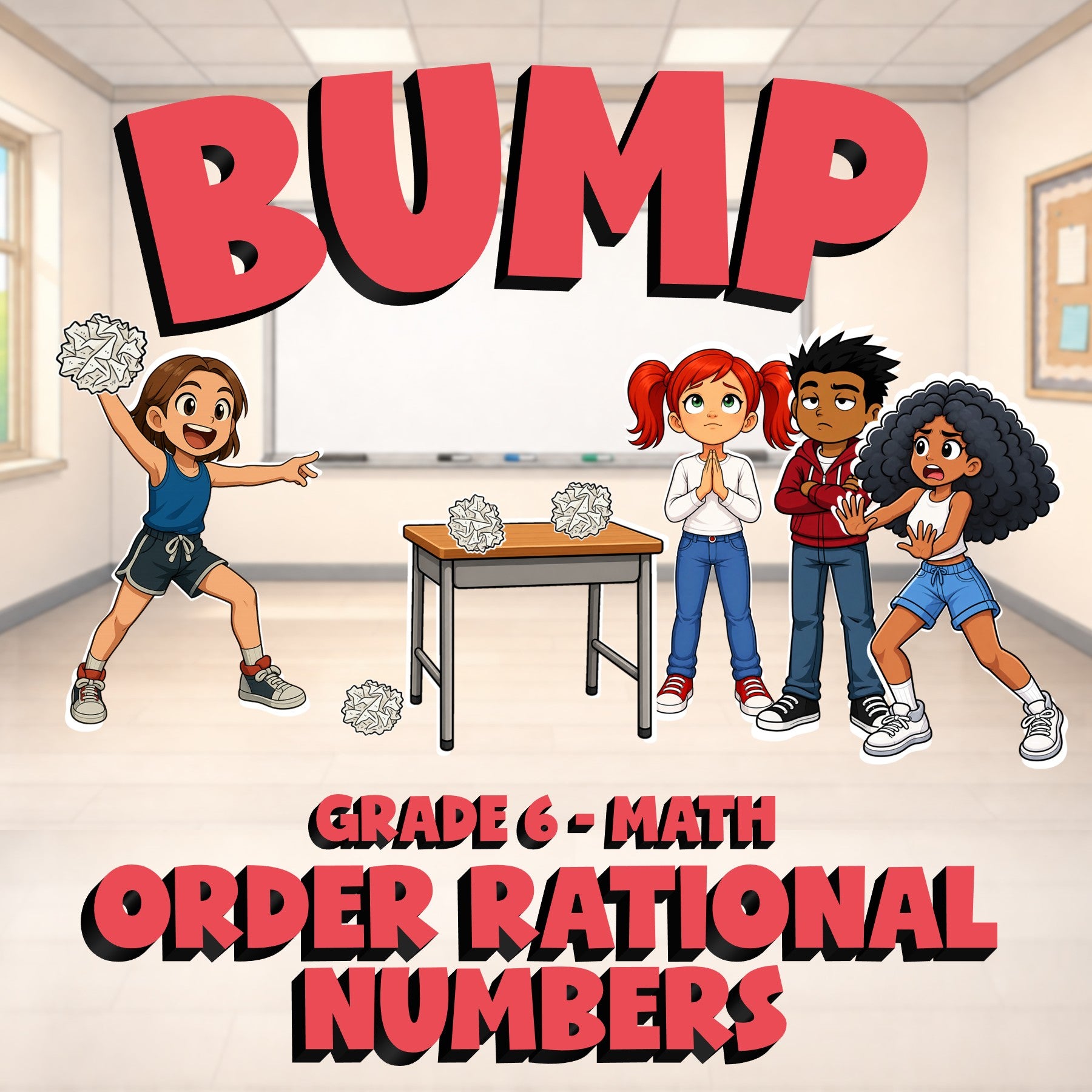 Order Rational Numbers BUMP Math Game - No Prep Grade 6 Review Activity